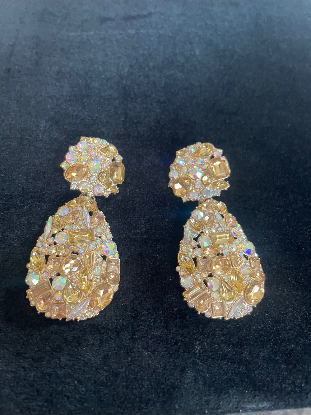 Gold-tone Crystal Drop Earrings - Sparkling Champagne